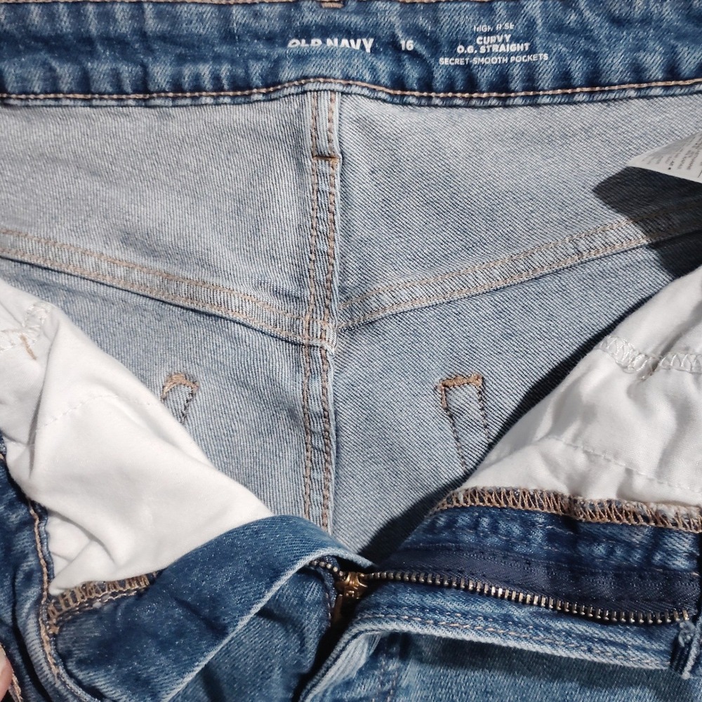 Old Navy‎ Curvy High Waisted Straight Leg Jeans Medium Wash Size 16 - Picture 7 of 8